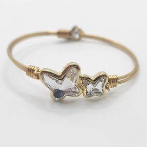 Luca + Danni Butterflies Bangle Bracelet in Crystal Gold 7"